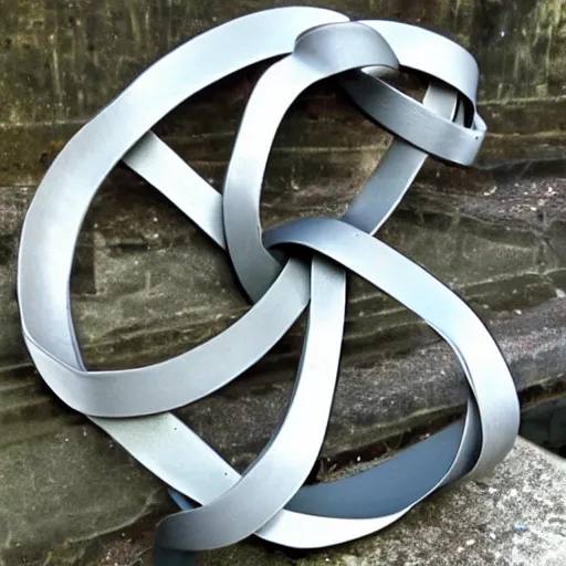 Image similar to a metal sculpture of the best knot from knot theory