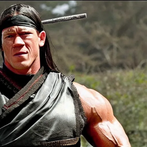 Image similar to a film still of John Cena as samurai