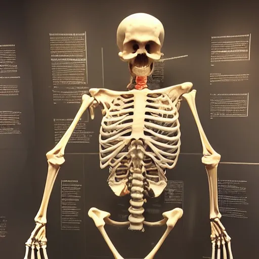 Image similar to bodyworlds exhibit of a skeleton folding its muscles neatly like clothes