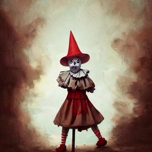 Image similar to pennywise as pulcinella, by esao andrews, by james jean, humorous illustration, hyperrealistic, big depth of field, warm colors, night scenery, low light, 3 d octane render, 4 k, conceptart, hyperdetailed, hyperrealistic, trending on artstation