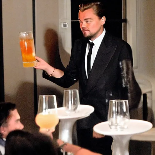 Prompt: leonardo dicaprio and r kelly drinking coctail