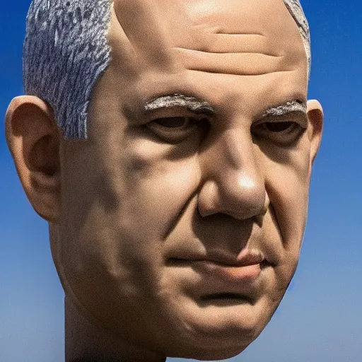 Prompt: a giant benjamin netanyahu head sculpture in the sea made out of thousands of small eyes, long shot, hyper detailed, hyper realistic, ray tracing, 8 k resolution, sharp focus, realistic water, award winning