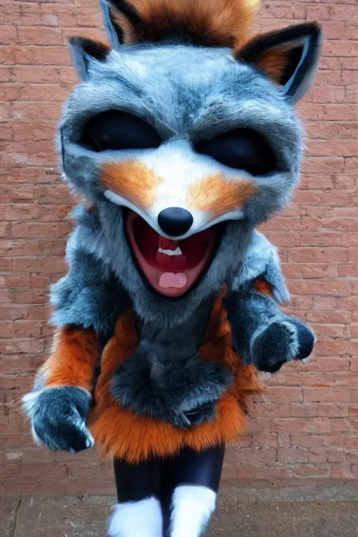 Image similar to an anthropomorphic fox, fursuit, cosplay