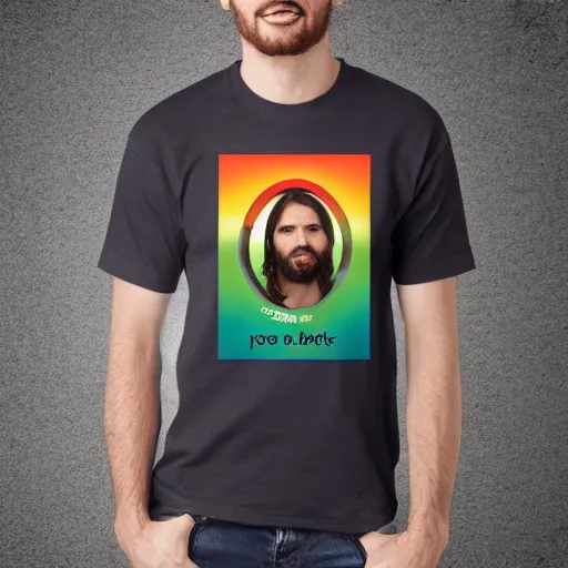 Prompt: Jesus wear a rainbow t-shirt and walks on water, front view, Fullbody, realistic, Photograph, 4k