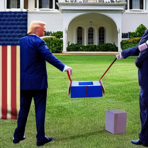 Prompt: FBI remove boxes at Donald Trumps house, hyper realistic photography, 8k,