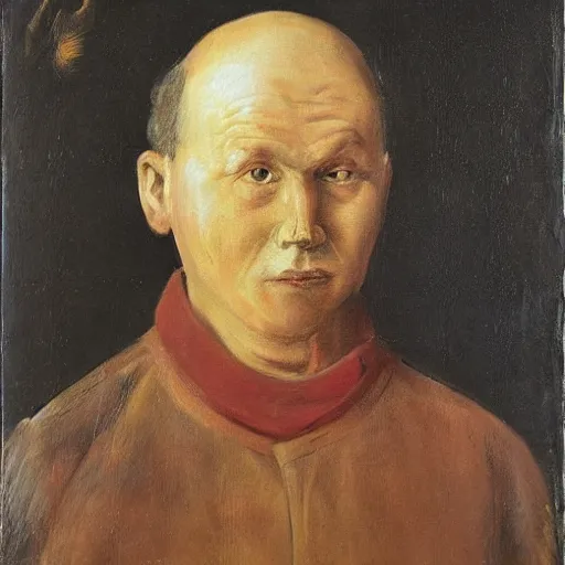 Image similar to portrait of alexander abdulov, with a red eyes, satanic body, head of old man