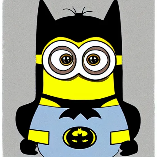 Image similar to a sticker of batman as a minion