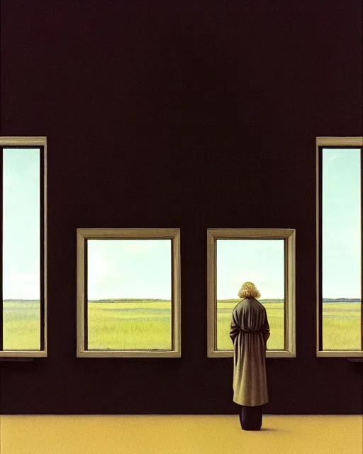 Image similar to two, in the void, by the mirror, station, alex colville, otto mueller, stephen conroy, sandro botticelli, andrew newell wyeth, daniel maidman octane rendering