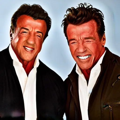 Image similar to stallone and schwarzenegger as friends series