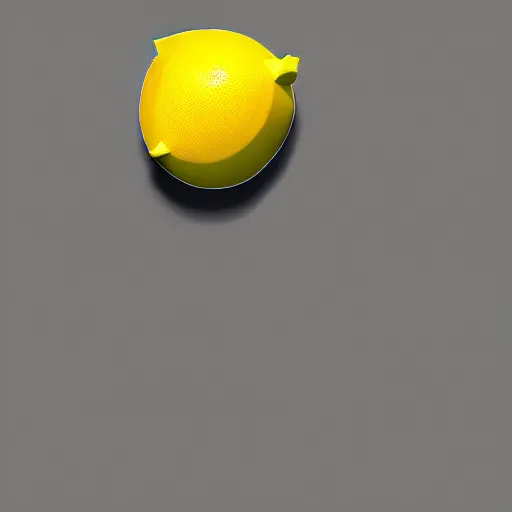 Image similar to a high quality render of a low poly lemon,