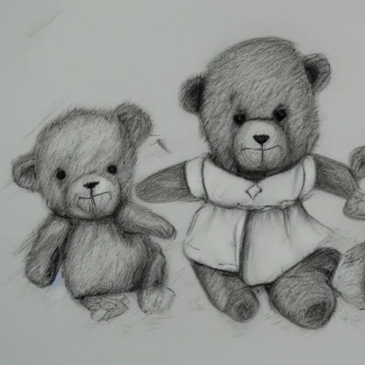 Image similar to teddy bears picnic in the style of carol lawson pencil sketch,