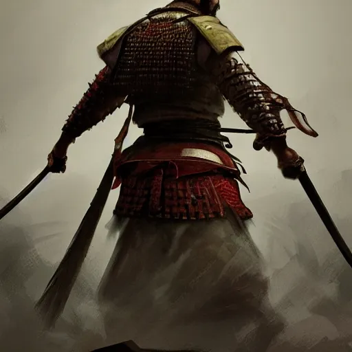 Image similar to samurai warrior, handsome, portrait, intricate, detailed, volumetric lighting, scenery, digital painting, highly detailed, artstation, sharp focus, illustration, concept art, ruan jia, steve mccurry