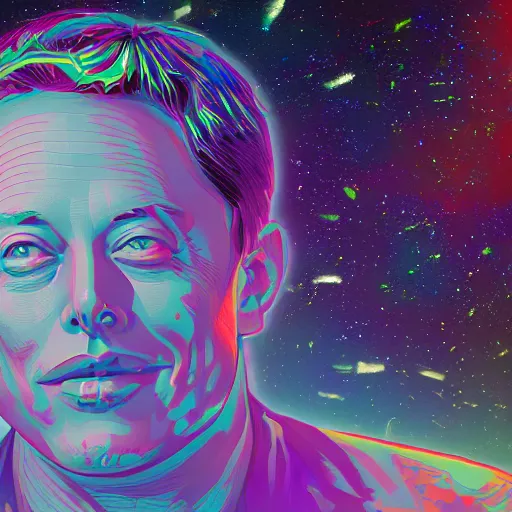 Image similar to elon musk's lucid dream, digital art