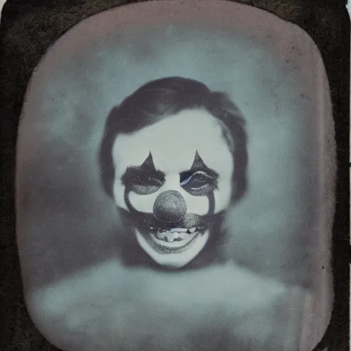 Image similar to underwater tintype photo of clown