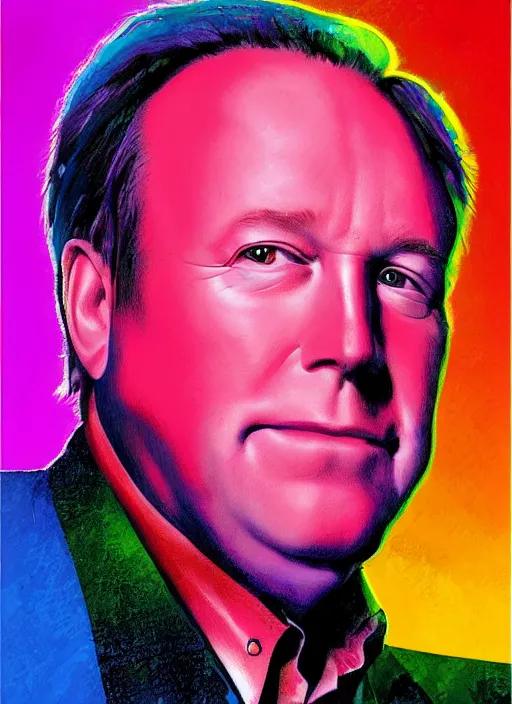 Image similar to alex jones by Zbigniew Brzezinski and lisa frank