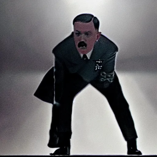 Prompt: A still of Hitler in the Bohemian Rhapsody music video