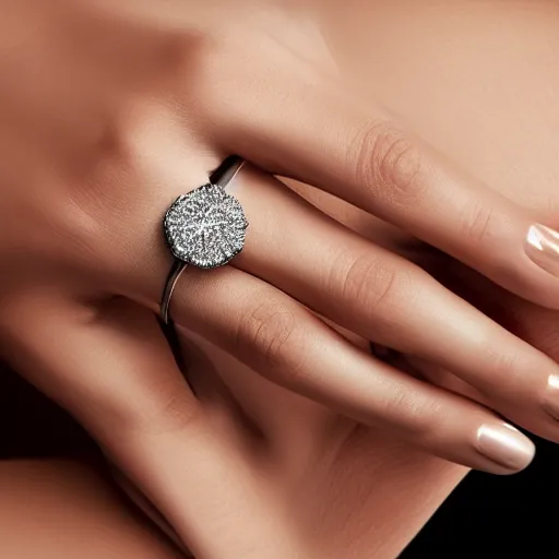 Prompt: hands modelling diamond ring, Zales ad