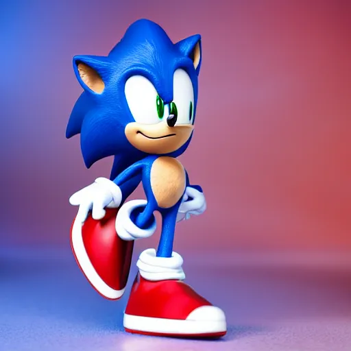 Prompt: Extremely detailed plastic figurine of Sonic the Hedgehog, studio lightning, product photo, professional photography.