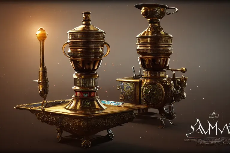 Image similar to a very detailed concept art of fantasy art nuevo samovar, trending on artstation, digital art, 4 k, hyper realistic, octane render, sharp focus