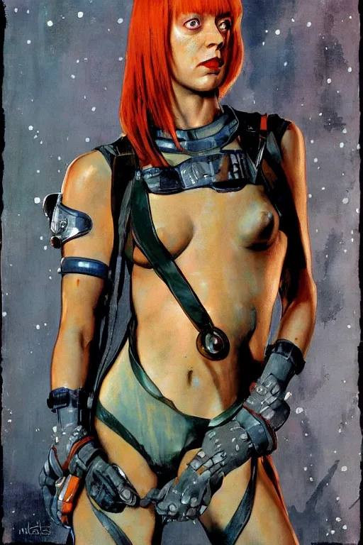 Prompt: Leeloo from the movie The Fifth Element painted by Norman Rockwell