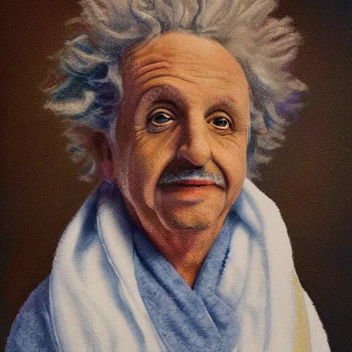 Prompt: towel einstein portrait