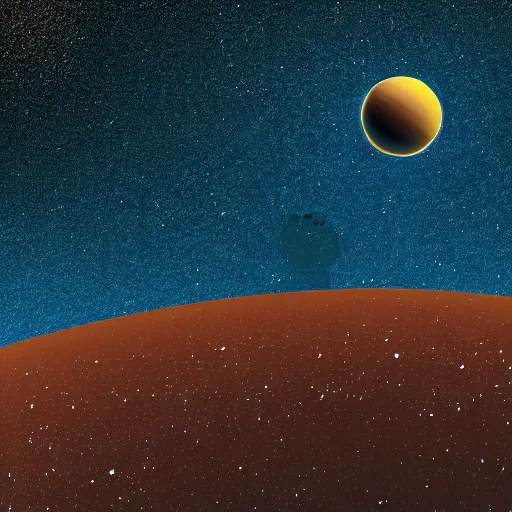 Prompt: the edge of an alien planet in space, digital illustration