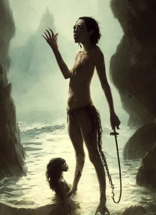 Prompt: aubrey plaza as a sea hag, concept art by james gurney and greg rutkowski, dramatic lighting, ultra hd, hdr, 8 k