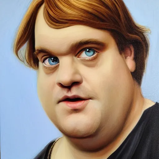 Prompt: Pre-Raphaelite portrait of American Actor Chris Farley, Artgerm