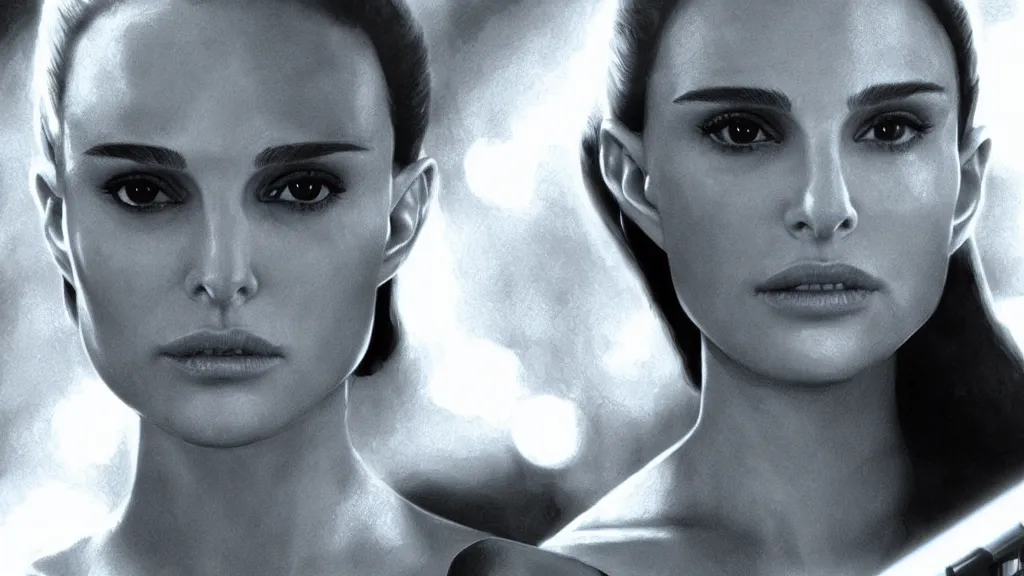 Prompt: natalie portman in star wars (1977), digital art