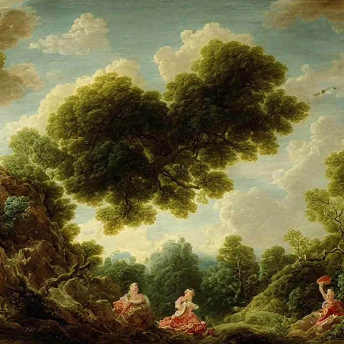 Prompt: a building in a serene landscape, by francois boucher