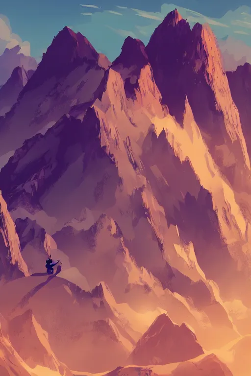 Image similar to climb mountain mountaintop illustration trending on artstation