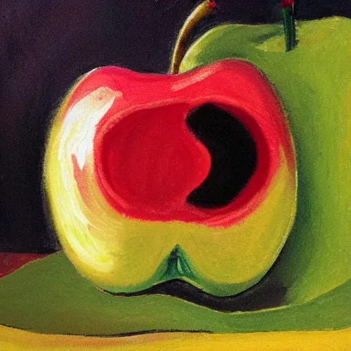 Image similar to a screaming apple