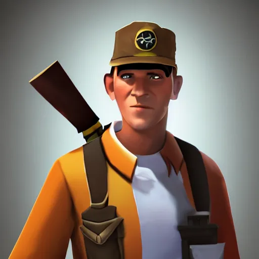 Image similar to scout from team fortress 2, full length portrait