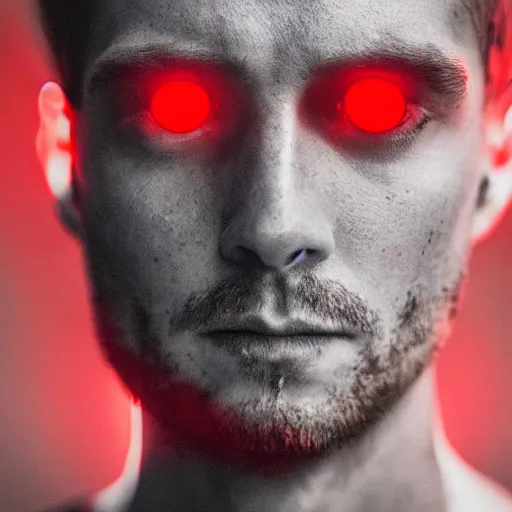 Image similar to a man with red glowing eyes