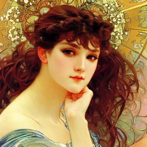 Image similar to detailed portrait of a beautiful anime girl, painting by gaston bussiere, alphonse mucha, j. c. leyendecker