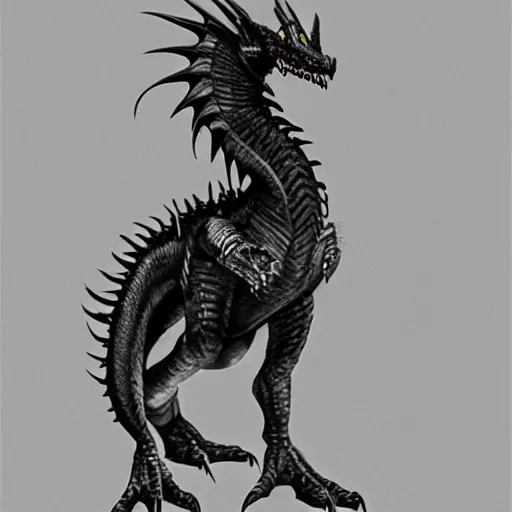 Prompt: western black dragon, realistic, highly detailed, concept art, full body