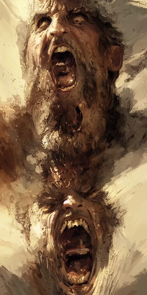 Image similar to Concept art Portrait of the ancient historical biblical SNARLING ANGRYING YELLING, jealous king Saul of Israel by craig mullins and marc simonetti, ARTSTATION, cgsociety, polycount, character design, CINEMATIC, AWE INSPIRING, BEAUTIFUL, ART GERM