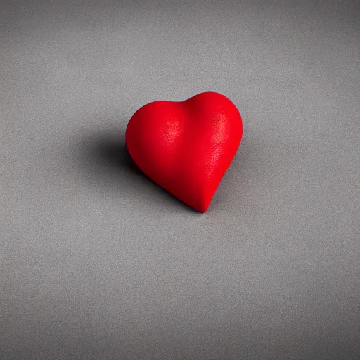 Image similar to 3d render of a badly formed red putty heart shape in the middle of a gray sheet of paper