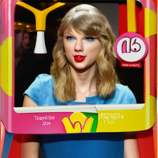 Prompt: taylor swift as a happy meal toy