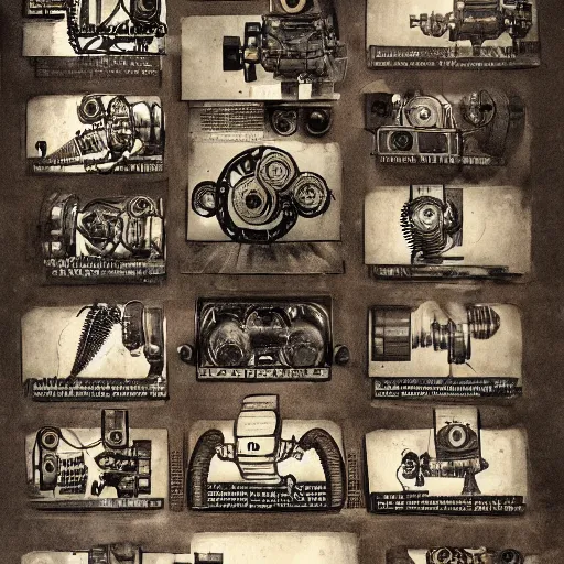 Prompt: portraits of steampunk robots by Louis Daguerre