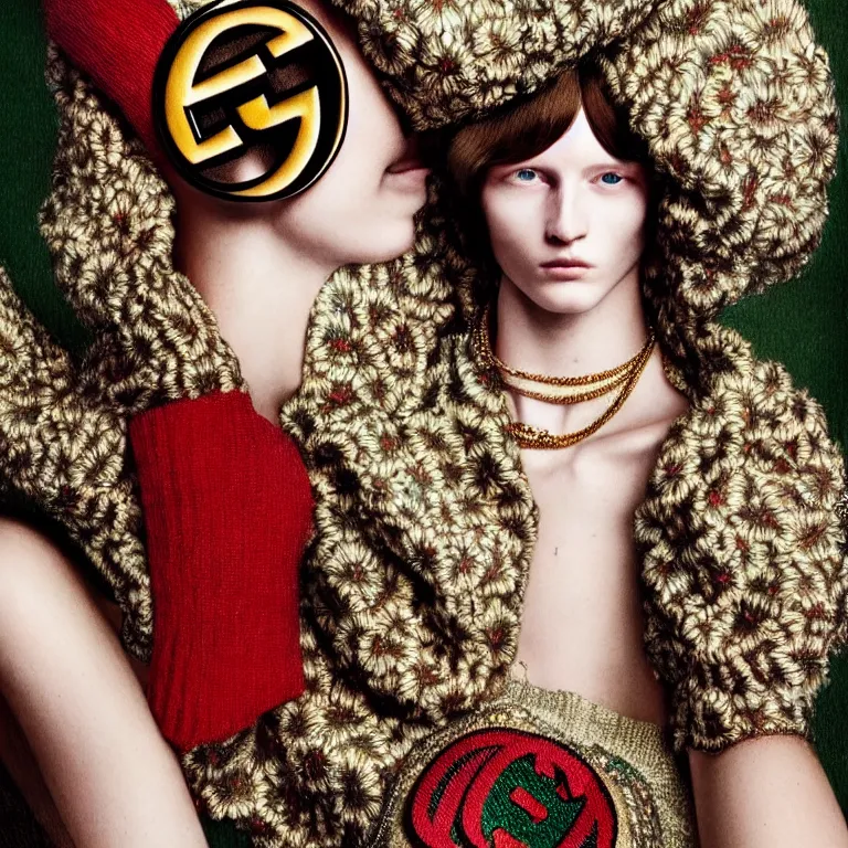 Image similar to a very beautiful gucci portrait, highly detailed, intricate, photography, fashion