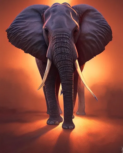 Image similar to elephant in africa painted in watercolor volumetric lighting, back lighting, rimlight, dramatic lighting, digital painting, highly detailed, artstation, sharp focus, illustration, Artgerm, Jean-Léon Gérôme , ruan jia