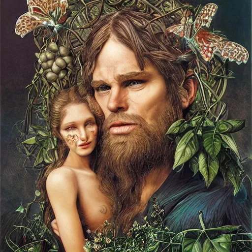 Image similar to realistic detailed face portraits and fully body poses the creation of adam and eve by emilia dziubak, will terry, greg olsen, chris mars, ann long, and mark brooks, fairytale, art nouveau, victorian, neo - gothic, character concept design, smooth, extremely sharp detail, finely tuned detail, story book design, storybook layout