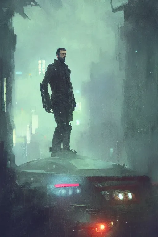 Image similar to Officer K from Blade Runner 2049. Beeple, grimshaw, thomas cole, ismail inceoglu, winslow homer, greg rutkowski, gerald brom, marc simonetti, simon stalenhag, anton fadeev, donglu yu