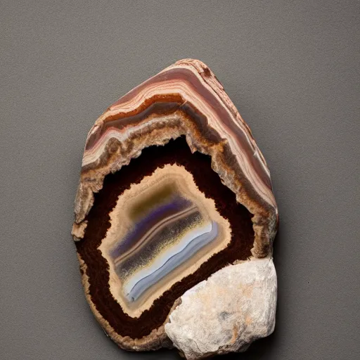 Image similar to studio portrait of an entire rock that is half sandstone and half agate white background