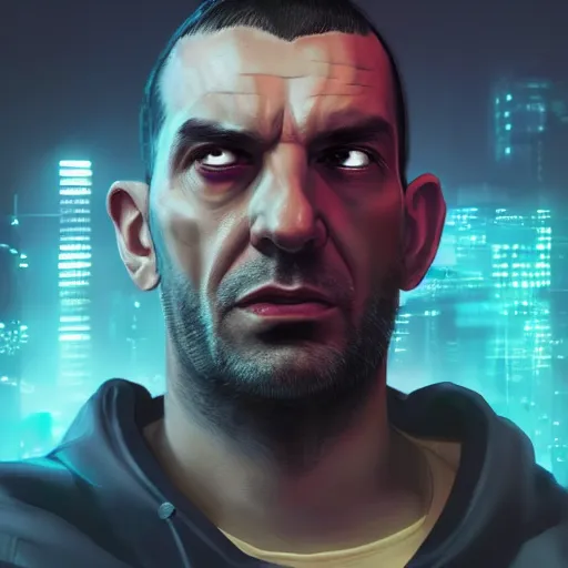 niko bellic as a character in GTA vice city, game, Stable Diffusion