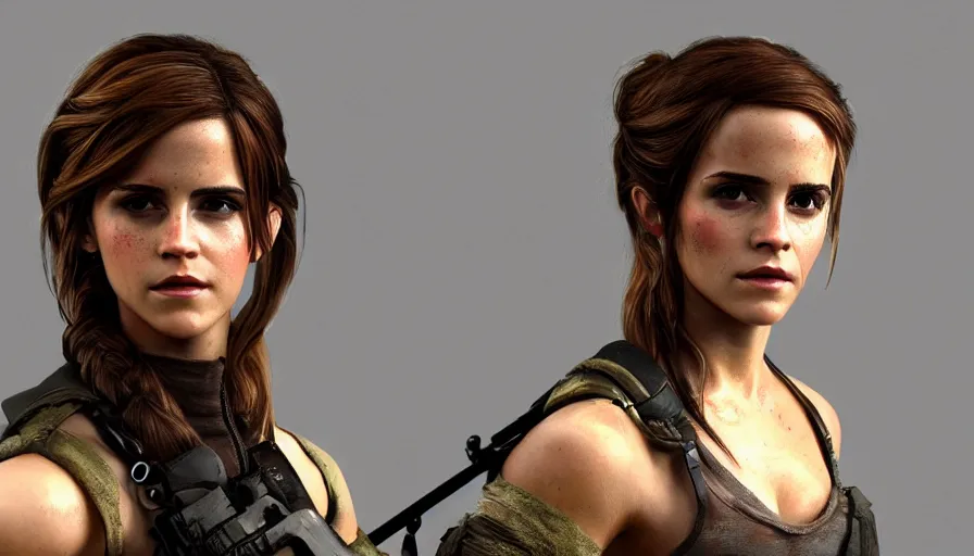 Prompt: hand painted figurine of emma watson as lara croft, hyperdetailed, artstation, cgsociety, 8 k