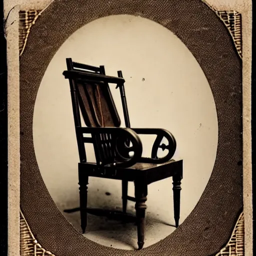 Image similar to An 1860s carte de visite photograph of an empty chair with a revolver sitting on it, beautiful handcrafted antique gun, wicker chair, high quality photograph, highly detailed, high definition, professionally photographed chair, revolver on chair, the gun is visible and prominent in the image, weapon photography, focus on revolver, 8k restored and remastered