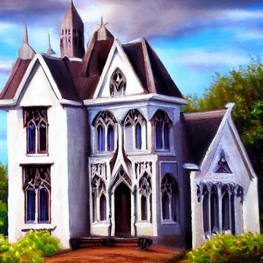 Prompt: gothic mansion oil painting