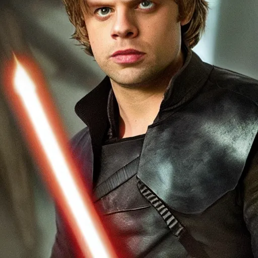 Image similar to Sebastian Stan as Luke Skywalker